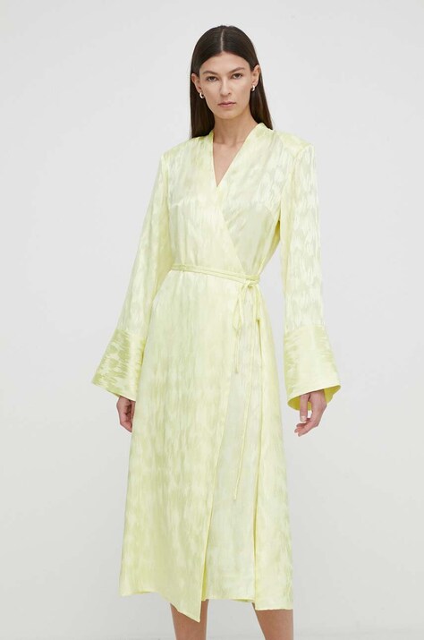 Сукня Gestuz колір жовтий midi розкльошена 10908878