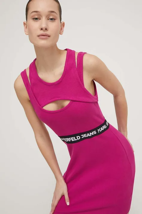 Šaty Karl Lagerfeld Jeans ružová farba, mini, priliehavá