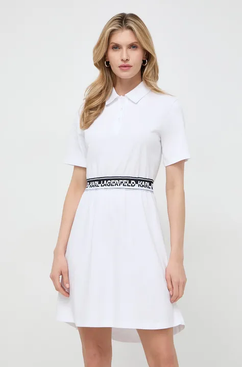 Βαμβακερό φόρεμα Karl Lagerfeld χρώμα: άσπρο