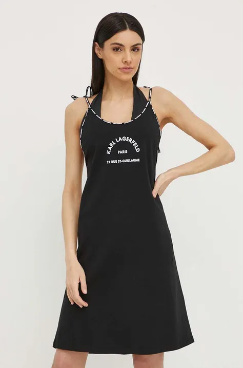 Obleka za na plažo Karl Lagerfeld črna barva