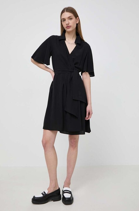 Karl Lagerfeld rochie culoarea negru, mini, evazată