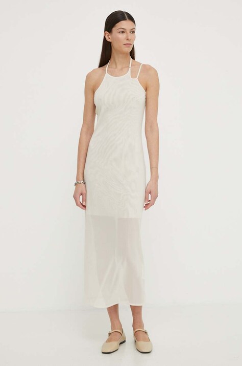 Won Hundred rochie culoarea bej, maxi, dreaptă 2819-13034