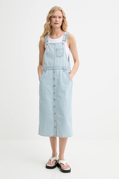 Levi's rochie din denim culoarea bej, midi, evazată