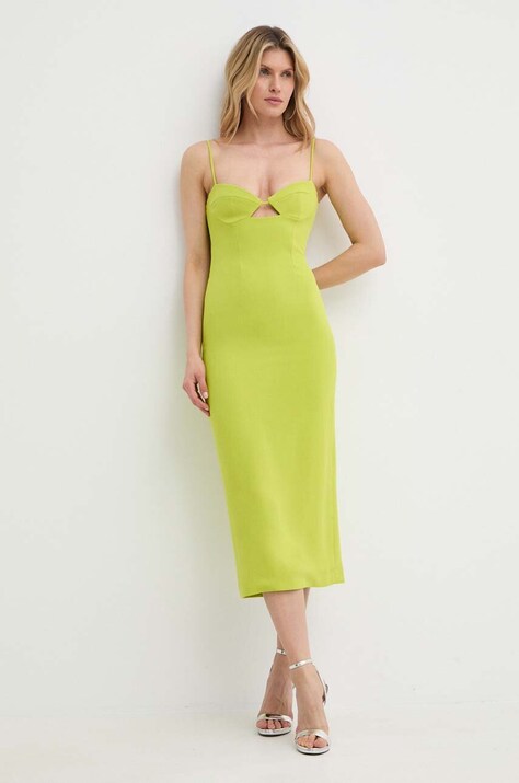 Bardot rochie VIENNA culoarea verde, midi, mulată, 58558DB