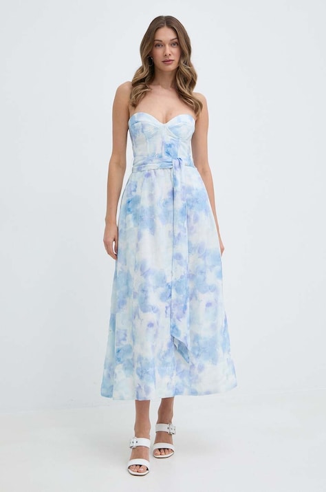 Bardot ruha VIBRANT midi, harang alakú, 58566DB1