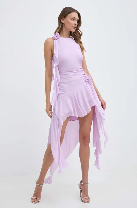Šaty Bardot IVANA fialová farba, mini, áčkový strih, 59046DB
