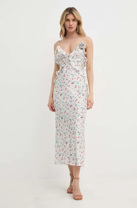 Bardot ruha OLEA bézs, maxi, harang alakú, 59176DB
