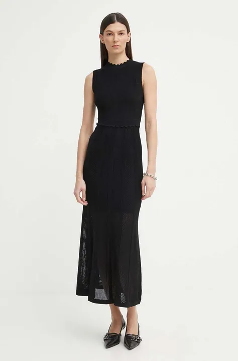 Платье The Kooples цвет чёрный maxi расклешённое FROB26153K