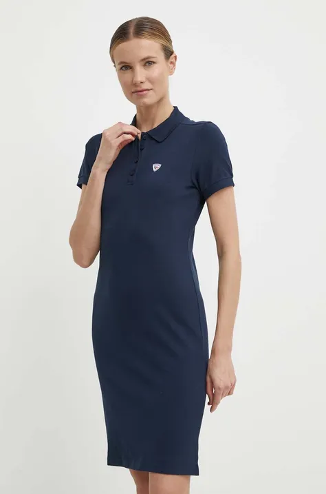 Βαμβακερό φόρεμα Rossignol χρώμα: ναυτικό μπλε, RLLWD02