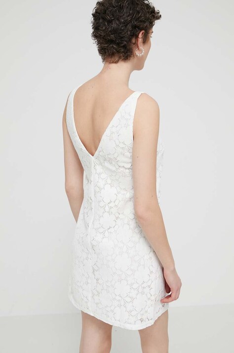 Desigual rochie LACE culoarea bej, mini, dreaptă, 24SWVW48