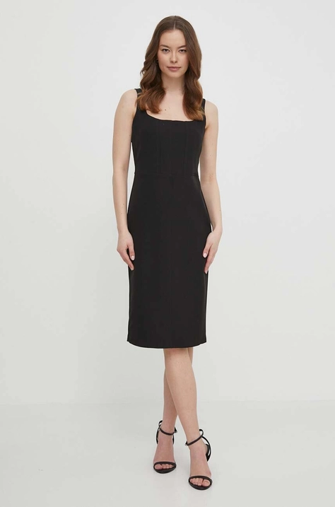 Artigli rochie culoarea negru, midi, mulata