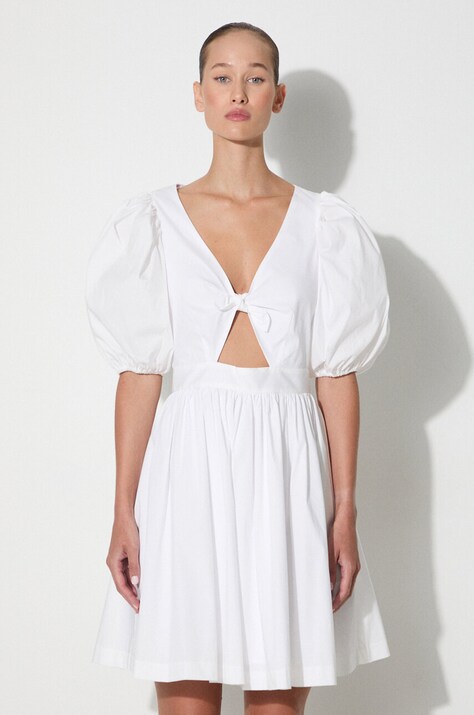 Рокля Rotate в бяло къса разкроена