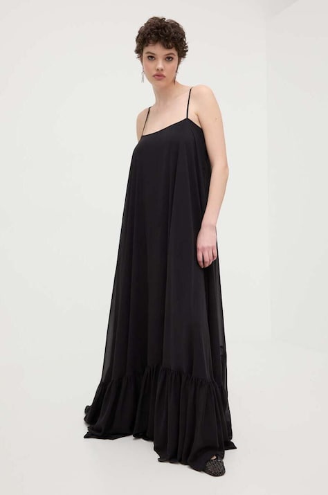 Rotate rochie culoarea negru, maxi, dreaptă