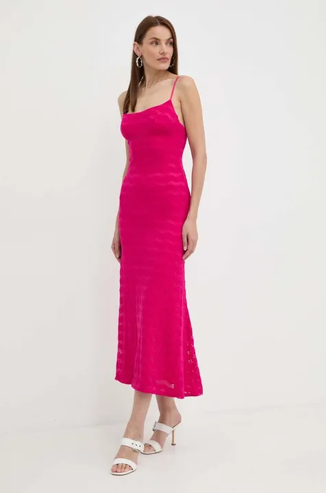 Šaty Bardot ADONI ružová farba, maxi, áčkový strih, 57998DB3