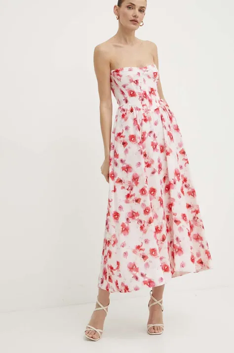 Платье Bardot LOLA цвет розовый midi расклешённое 58164DB1