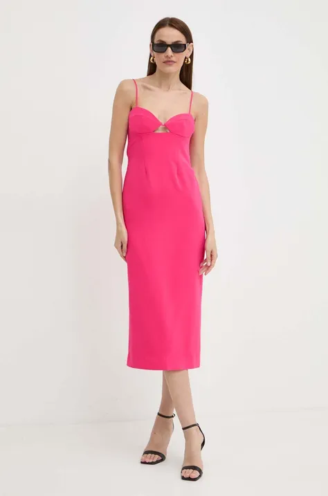 Bardot rochie VIENNA culoarea roz, midi, mulata, 58558DB