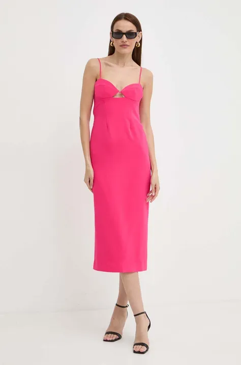Šaty Bardot VIENNA ružová farba, midi, priliehavá, 58558DB