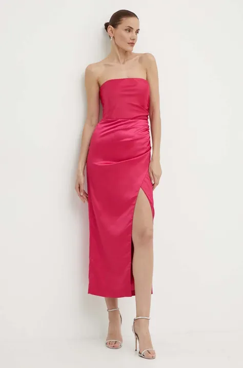 Bardot rochie YANA culoarea roz, midi, mulata, 59217DB