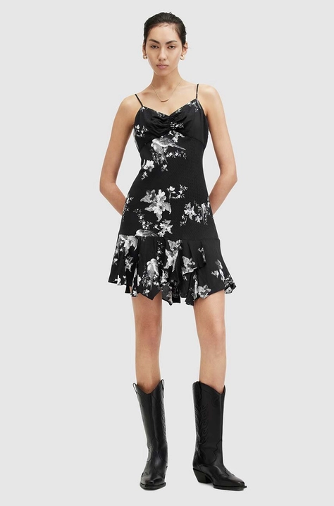 Платье AllSaints ERICA IONA DRESS цвет чёрный mini расклешённое W004DA