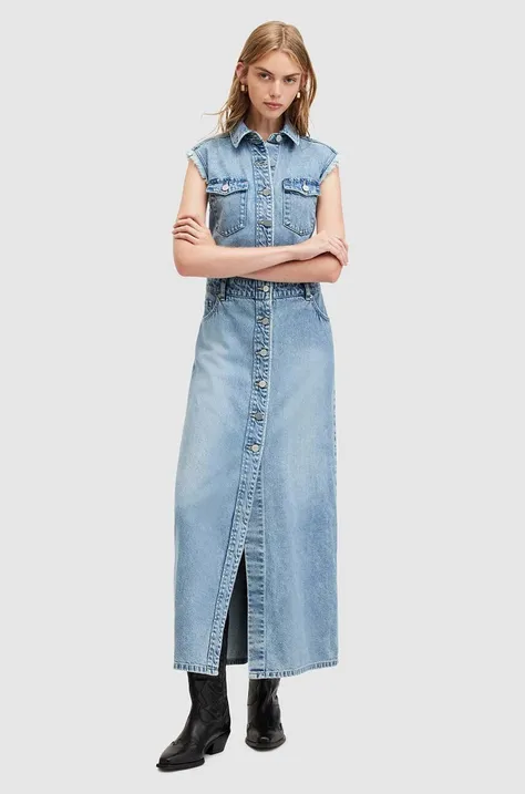 Jeans obleka AllSaints BLAIR DENIM DRESS W183DA