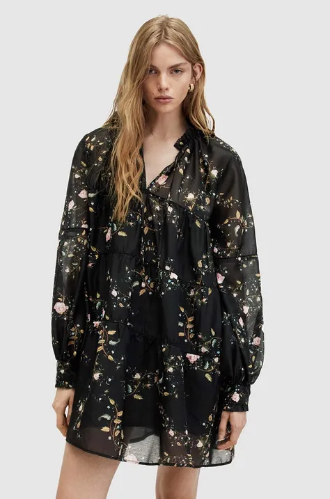 Φόρεμα AllSaints MINDY OTO DRESS χρώμα: μαύρο, WD534Z