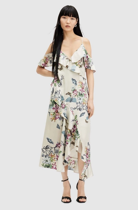 Haljina AllSaints ORION SANIBEL DRESS midi, širi se prema dolje, WD538Z