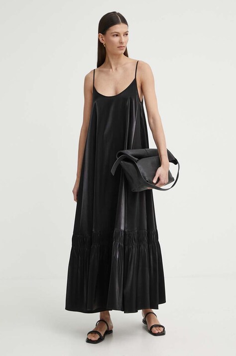 AERON rochie IMOGEN culoarea negru, maxi, evazată, AW24SSDR523491