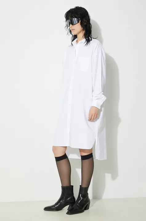 Pamučna haljina Fiorucci Angel Embroidered boja: bijela, midi, oversize, W01FPDSH063CO01WH01
