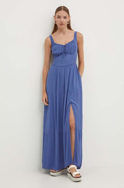 Hollister Co. rochie culoarea bleumarin, maxi, evazată