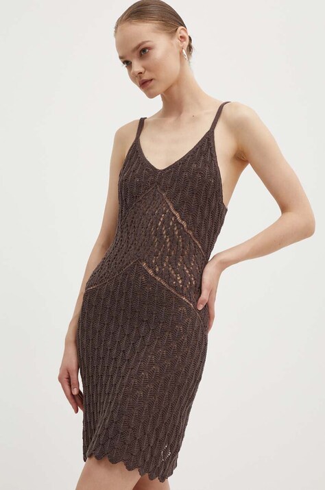 Superdry rochie culoarea maro, mini, mulată, W8011606A-8PZ