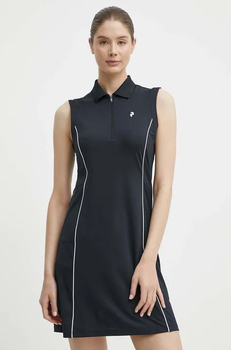 Sportska haljina Peak Performance Pique boja: crna, mini, ravna, G79984