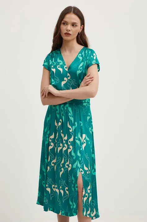 La Petite Française sukienka REFLET kolor turkusowy midi rozkloszowana