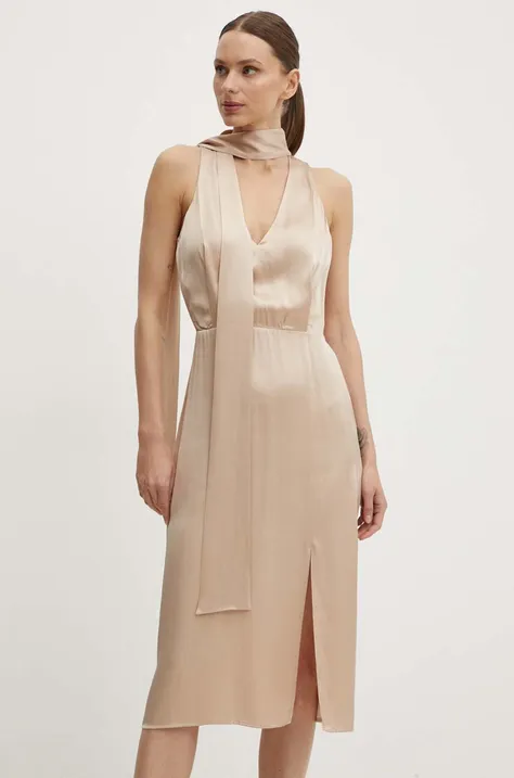 Платье Sisley цвет бежевый midi облегающее 4S7BLV06I