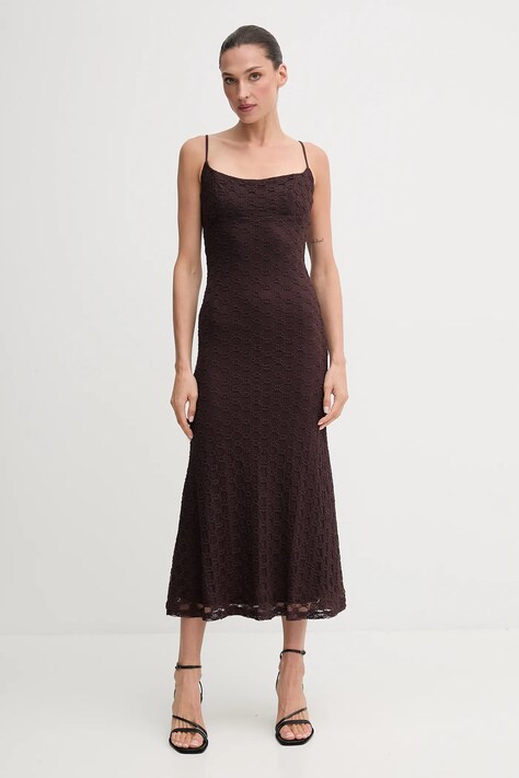 Bardot rochie ADONI culoarea violet, maxi, mulată, 57998DB1
