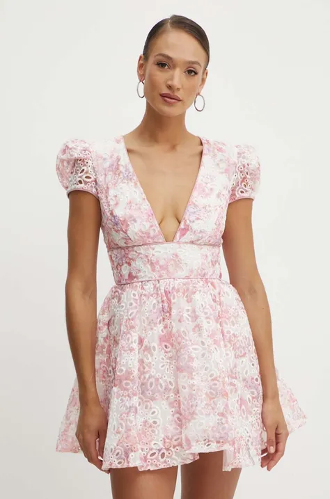Šaty Bardot TAMARIN růžová barva, mini, 59334DB