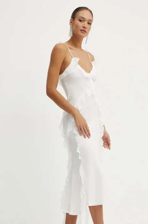 Bardot rochie MARSELLA culoarea alb, maxi, evazati, 59338DB