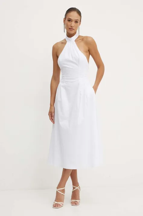 Bardot rochie GENEVIEVE culoarea alb, midi, evazati, 59364DB