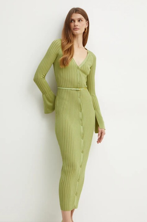 Elisabetta Franchi rochie culoarea verde, maxi, mulată, AM61R41E2 NORBLIN
