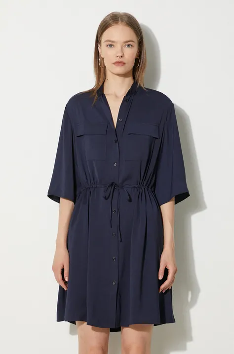 Φόρεμα Maison Kitsuné Double Pocket χρώμα: ναυτικό μπλε, MW01607WF0022