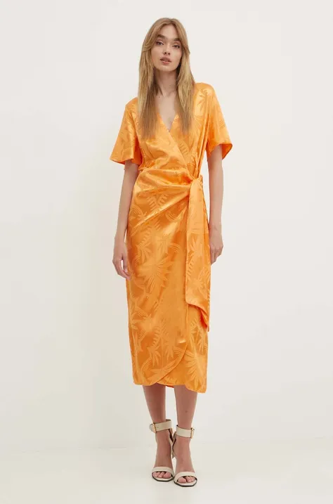 Šaty Never Fully Dressed Vienna oranžová farba, maxi, rovný strih, NFDDR1533