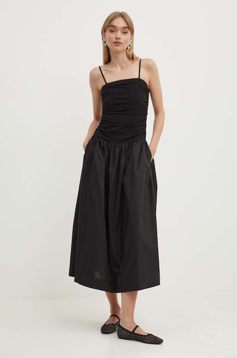 Never Fully Dressed rochie LolaAp culoarea negru, maxi, evazată, NFDDR1404