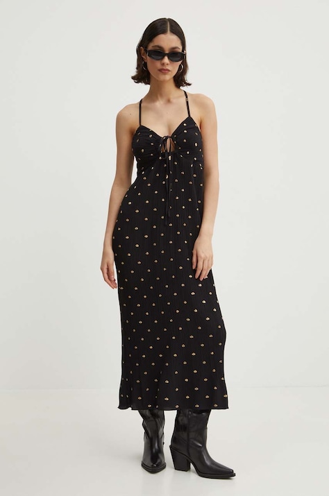 Never Fully Dressed rochie culoarea negru, midi, evazată, NFDDR1492