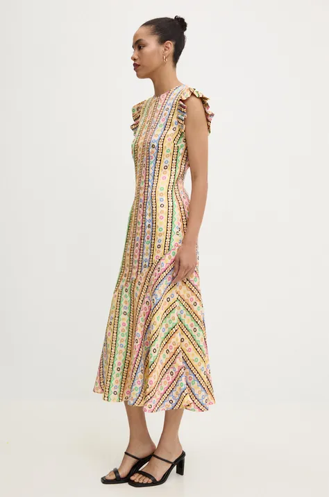 Never Fully Dressed sukienka Remi Midi Dress kolor beżowy midi rozkloszowana NFDDR1493