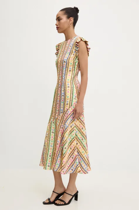 Сукня Never Fully Dressed Remi Midi Dress колір бежевий midi розкльошена NFDDR1493