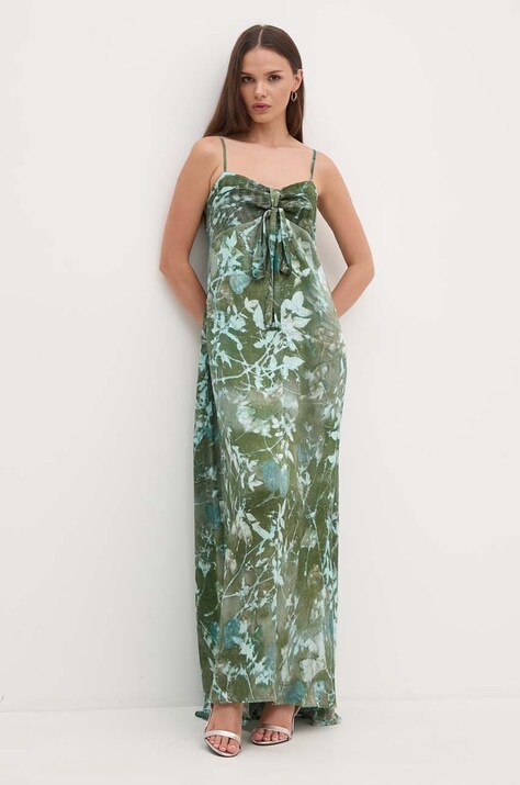 Sandro Ferrone rochie culoarea verde, maxi, evazată, SFS32XBDMAIS