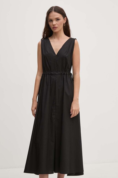Sandro Ferrone rochie din bumbac culoarea negru, midi, evazată, SFS7XBDMADA