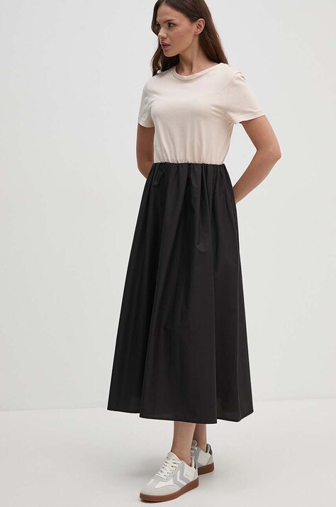 Sandro Ferrone rochie din bumbac culoarea bej, midi, evazată, SFS7XBDMARGOT