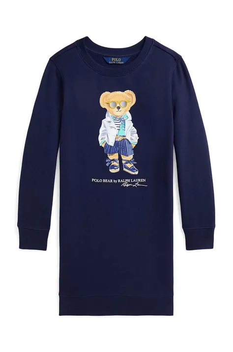 Otroška obleka Polo Ralph Lauren mornarsko modra barva