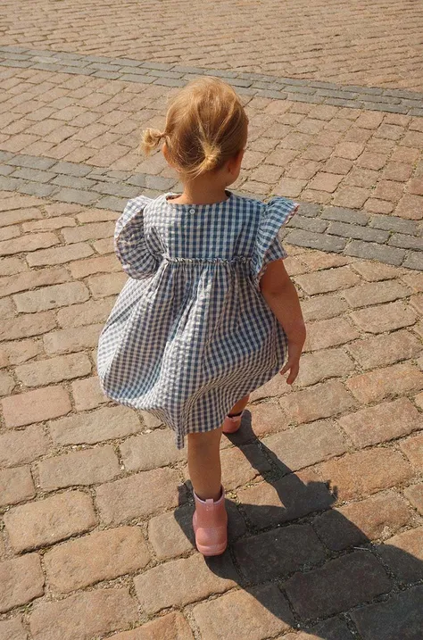 Dječja pamučna haljina Konges Sløjd mini, širi se prema dolje