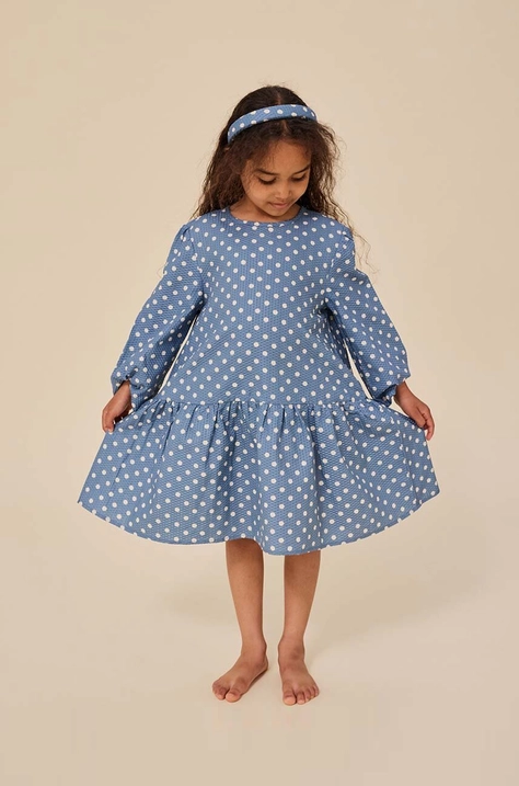 Konges Sløjd vestito di cotone bambina colore blu